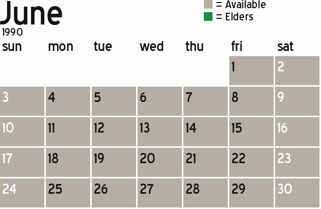Missionary Dinner Calendar
