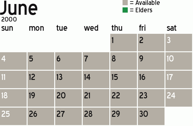 Missionary Dinner Calendar