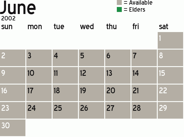 Missionary Dinner Calendar