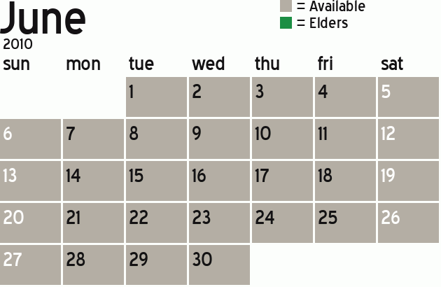 Missionary Dinner Calendar