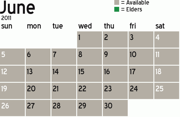 Missionary Dinner Calendar