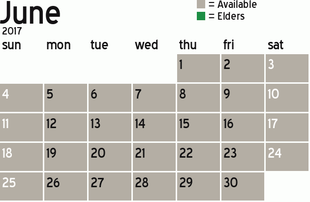 Missionary Dinner Calendar
