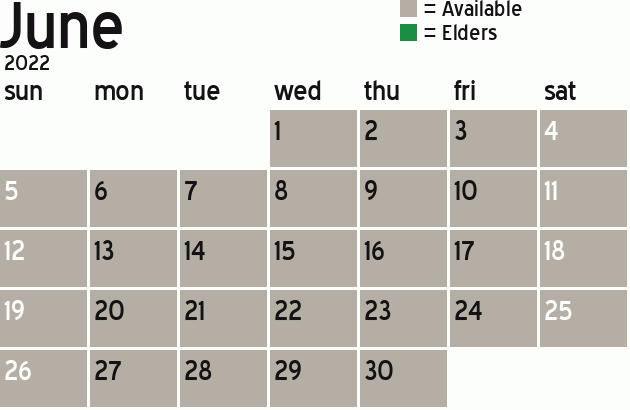 Missionary Dinner Calendar