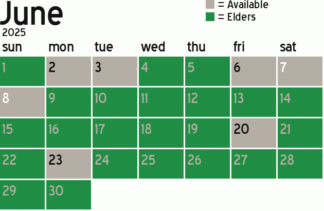 Missionary Dinner Calendar