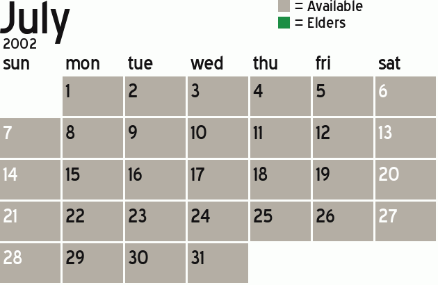 Missionary Dinner Calendar