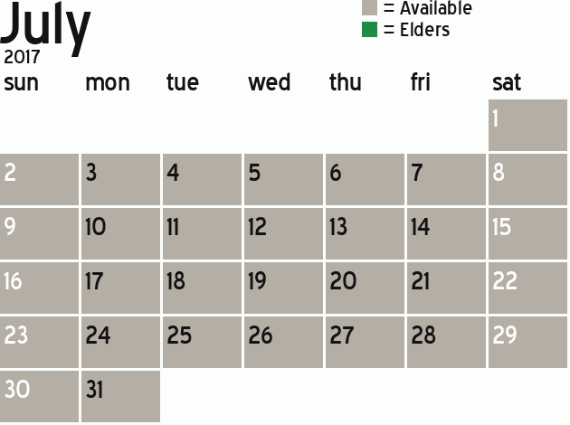 Missionary Dinner Calendar