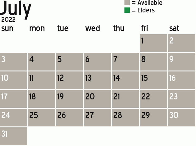 Missionary Dinner Calendar