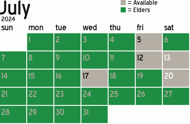 Missionary Dinner Calendar