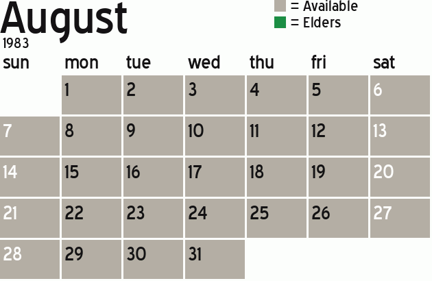 Missionary Dinner Calendar