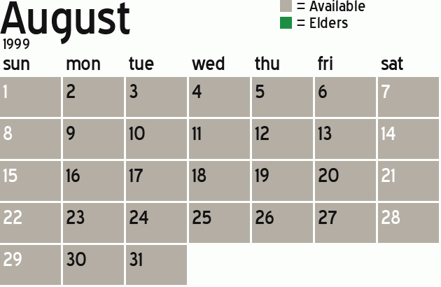 Missionary Dinner Calendar