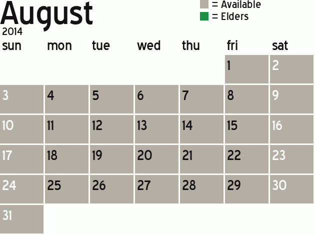 Missionary Dinner Calendar