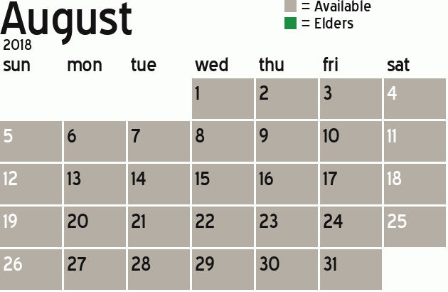Missionary Dinner Calendar