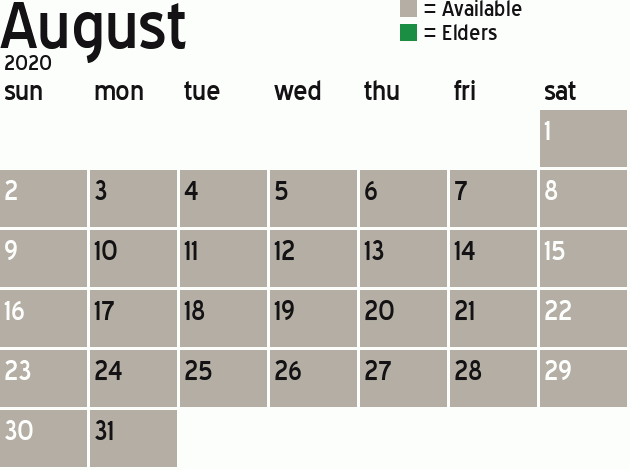 Missionary Dinner Calendar