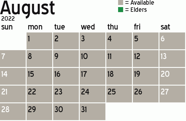 Missionary Dinner Calendar
