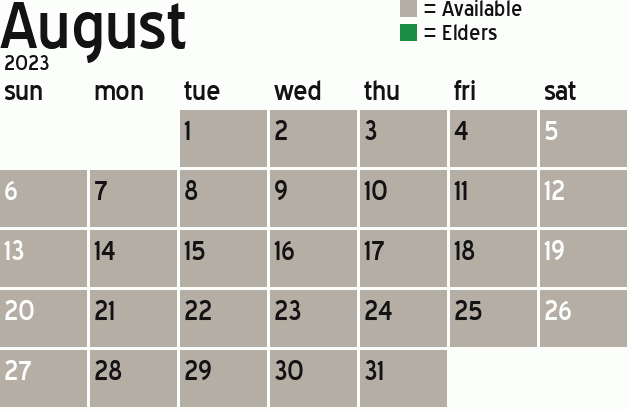 Missionary Dinner Calendar