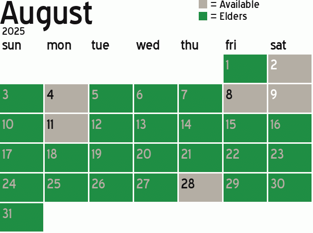 Missionary Dinner Calendar