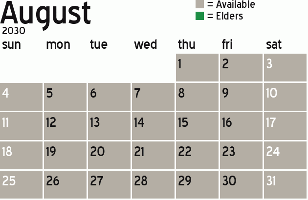 Missionary Dinner Calendar