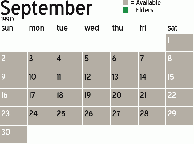 Missionary Dinner Calendar