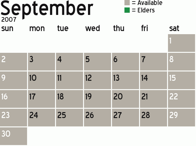 Missionary Dinner Calendar