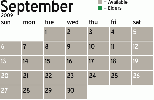 Missionary Dinner Calendar