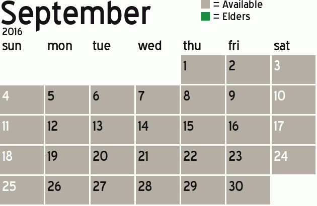 Missionary Dinner Calendar