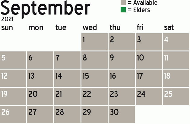 Missionary Dinner Calendar