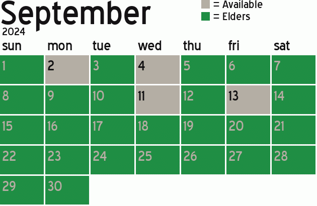 Missionary Dinner Calendar