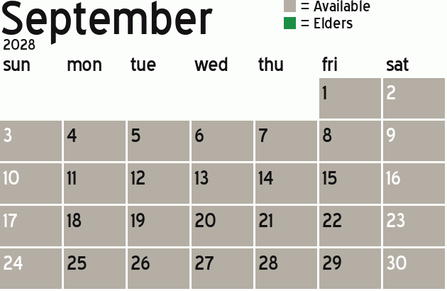 Missionary Dinner Calendar