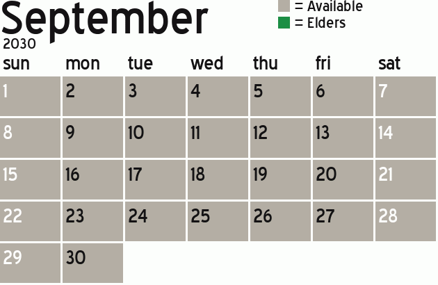 Missionary Dinner Calendar