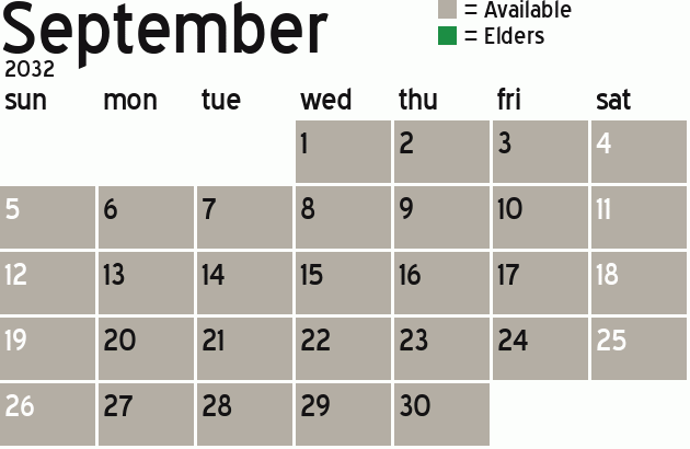 Missionary Dinner Calendar