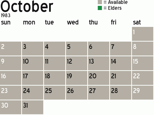 Missionary Dinner Calendar