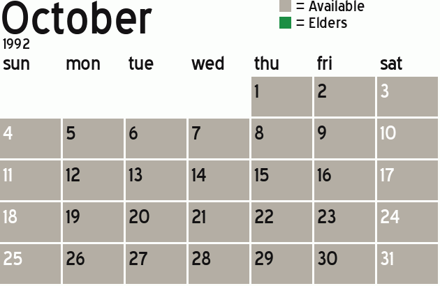 Missionary Dinner Calendar