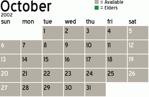 Missionary Dinner Calendar
