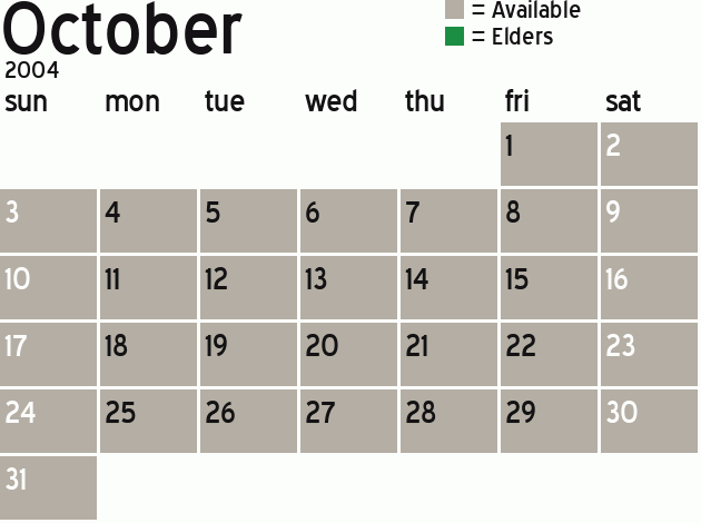 Missionary Dinner Calendar