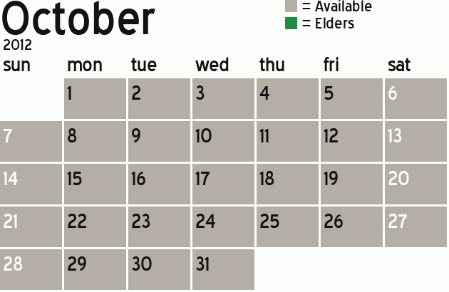 Missionary Dinner Calendar