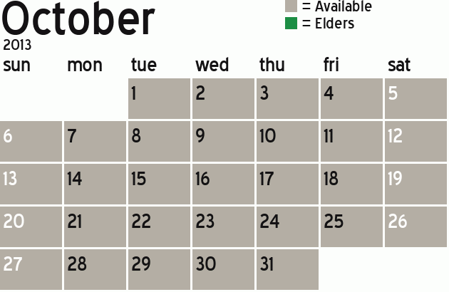 Missionary Dinner Calendar