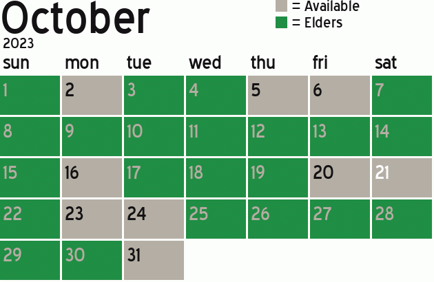 Missionary Dinner Calendar