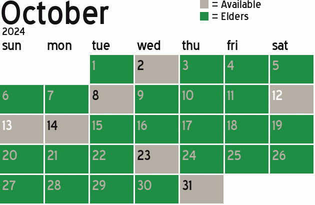 Missionary Dinner Calendar