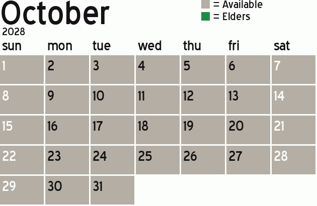 Missionary Dinner Calendar