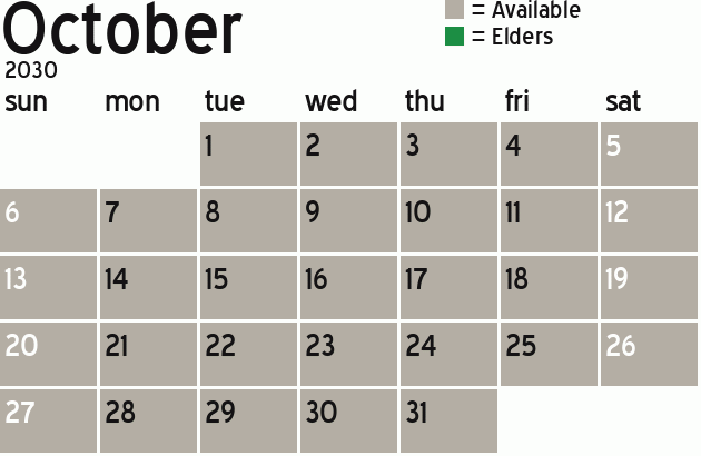 Missionary Dinner Calendar