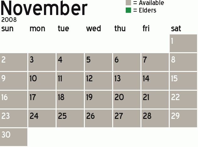 Missionary Dinner Calendar
