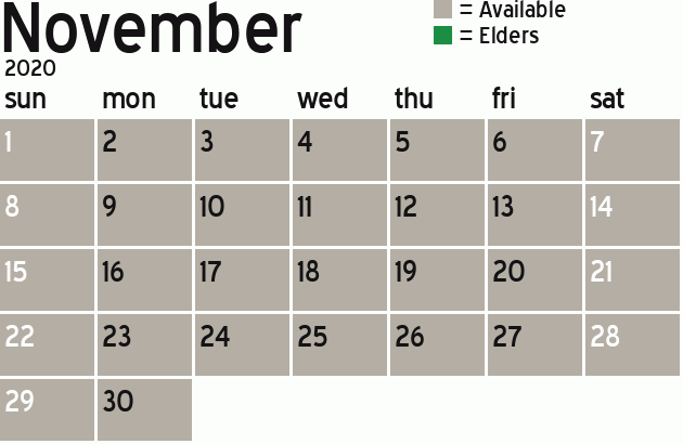 Missionary Dinner Calendar