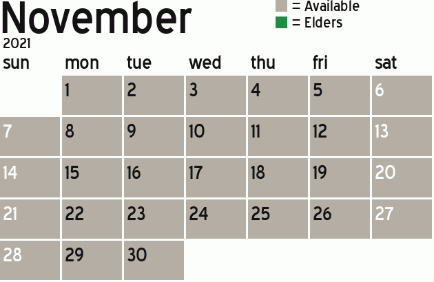 Missionary Dinner Calendar