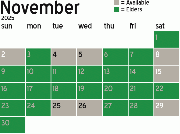 Missionary Dinner Calendar
