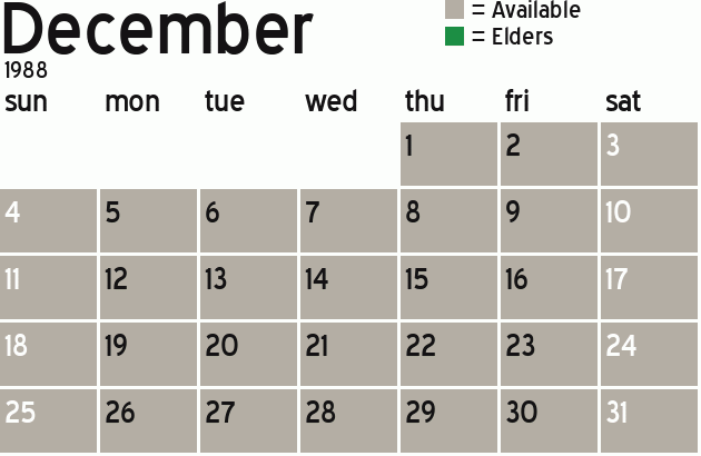 Missionary Dinner Calendar