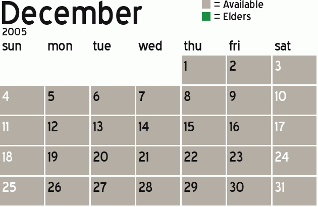 Missionary Dinner Calendar