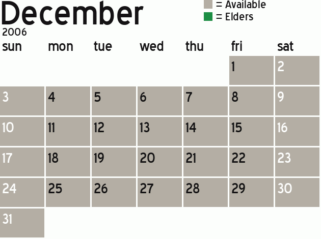 Missionary Dinner Calendar