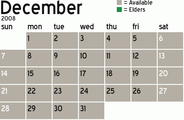 Missionary Dinner Calendar
