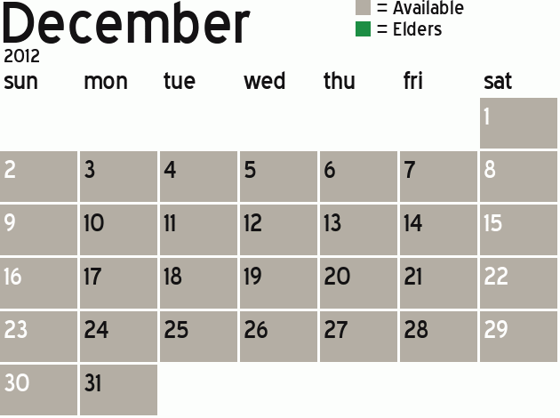 Missionary Dinner Calendar
