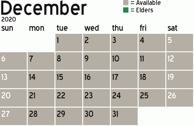 Missionary Dinner Calendar